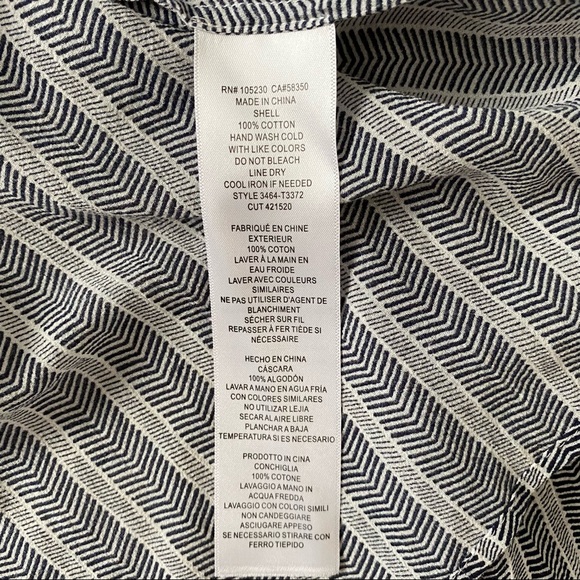 SOLD E Joie Navy White Print V-neck Long Sleeve Blouse - Picture 7 of 7